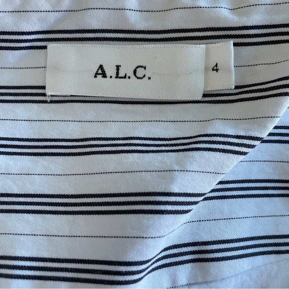 A.L.C. Diller Striped Draped Cotton Midi Skirt 4 - Picture 6 of 8